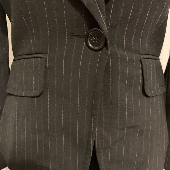 Vintage Bebe Fashions Black Stretch Pink & Gray Pin Stripe Blazer Women's 0 - Picture 5 of 8